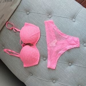 NWT Victoria’s Secret Lingerie Set Pink Lace Sheer